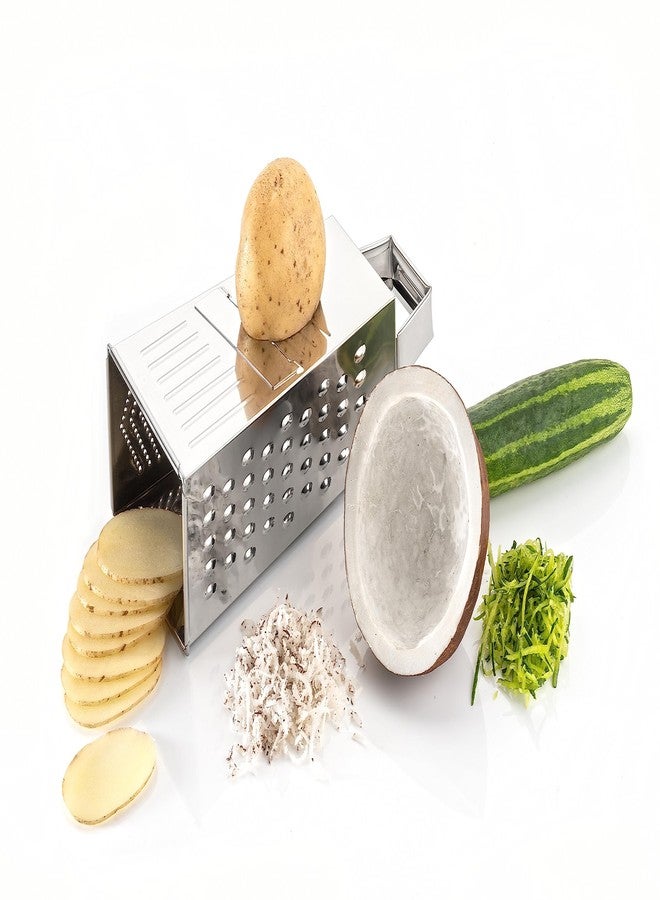 HAPPI Stainless Steel Multi Functional 5 in 1 Grater & Slicer with 4 Sides for Cheese, Vegetables, Ginger, Garlic, Potato Slicer Chopper Vegetable Grater Cutter - Image 2